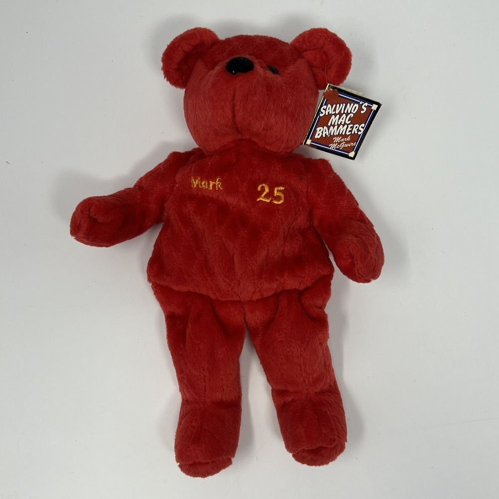 Salvinos Big Bammers Mark McGwire #25 Plush Bear 10 Inch Red MLB Collectible Toy - Picture 10 of 12
